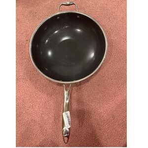 HexClad 12 Inch Hybrid Nonstick Wok with Tempered Glass Lid Stainless Steel Pan